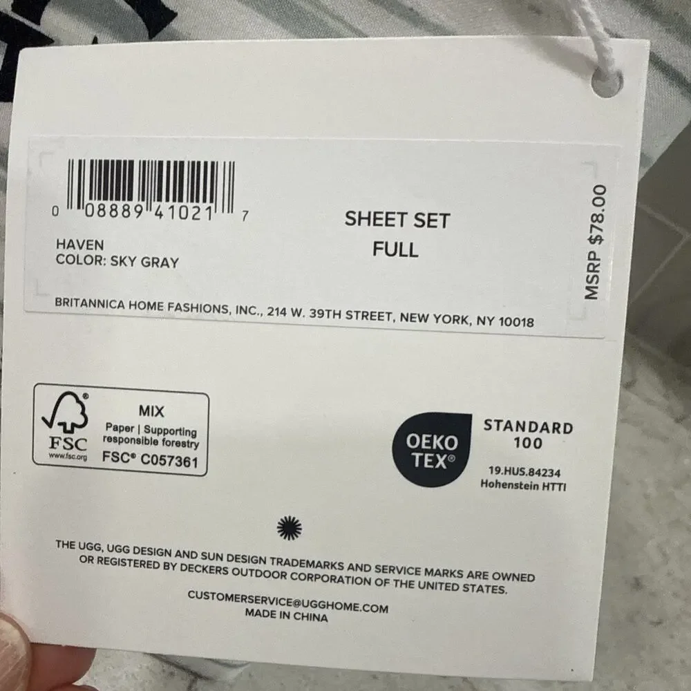 UGG Haven FULL Size 4pc Sheet Set Cooling Technology Comfort All Season NEW!